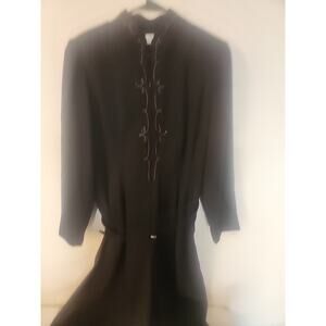 Liz Claiborne Size 12 Black Polyester Jumpsuit One Piece Pant Suit With Belt